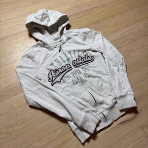 Aeropostale Womens White Zip Up Hoodie Athletics NYC EST 1987 Graphic Small